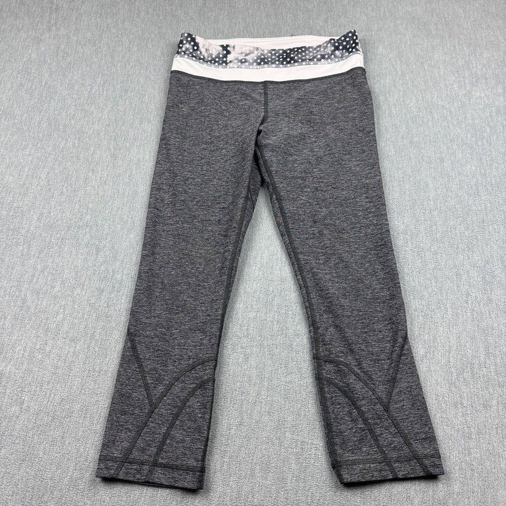 Lululemon Womens Leggings 6 Gray Heathered Inspire Cropped 22" Yoga Workout Gym